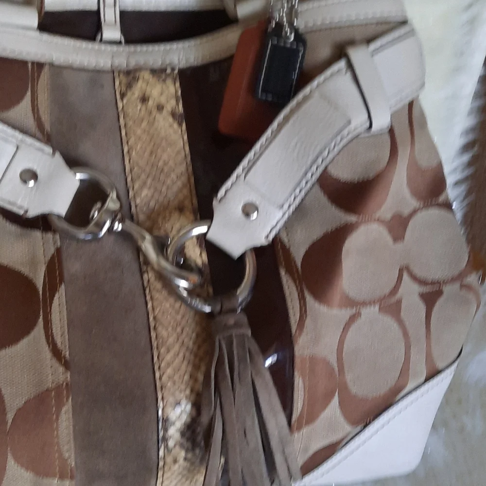 COACH Hampton Python/Leather Satchel - Picture 3 of 10